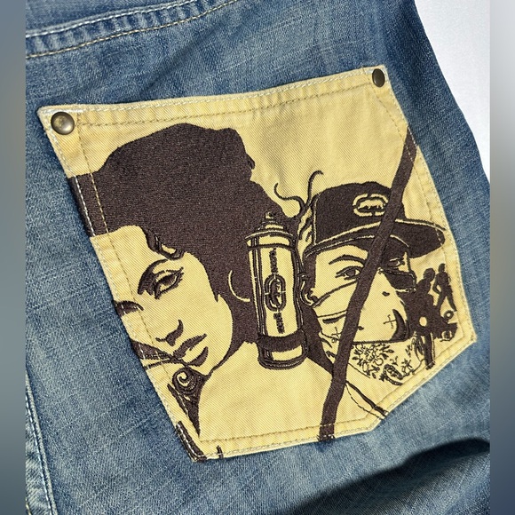 Y2K Ecko Unltd Graphic Track Jacket & Baggy Jeans Set Mens 34 Streetwear Hip Hop - Picture 14 of 15